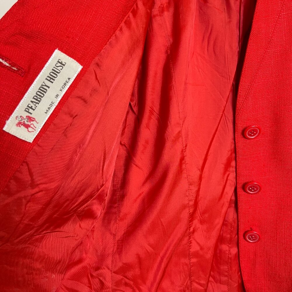 Vintage 1980s Cherry Red Peabody House Short Blazer with Puff Sleeves, Pockets - Picture 7 of 11